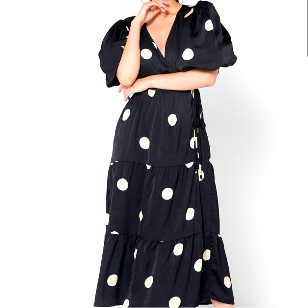 Nasty Gal Polka Dot Midi Wrap Dress